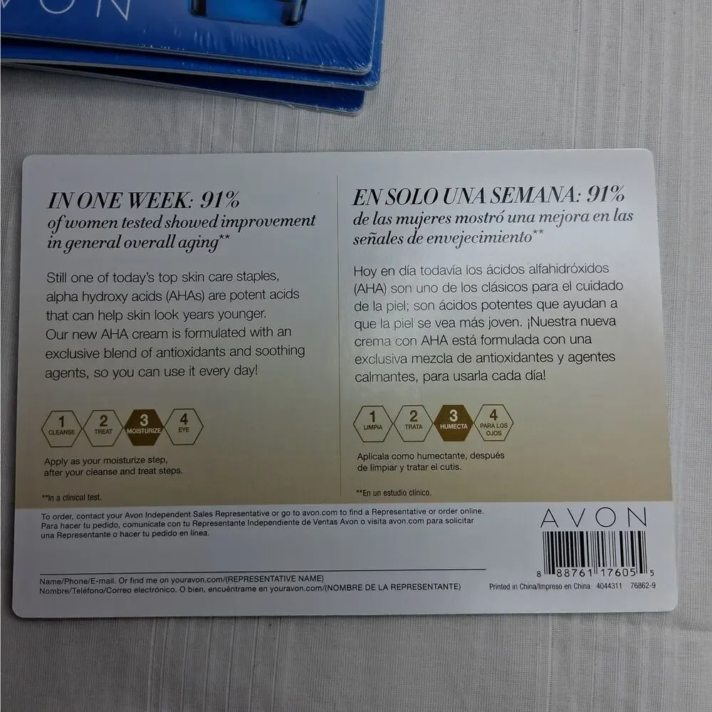 Avon Anew Samples on Representative Cards AHA Refining Cream Skinvincible Lotion